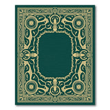 Emerald Green Persian Area Rug with Gold Ornate Border