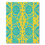 Vibrant Yellow Blue Swirl Geometric Area Rug