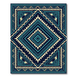 Teal Navy Diamond Geometric Southwestern Rug