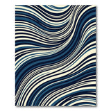 Navy Blue Wavy Modern Area Rug
