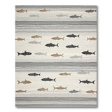 Shark Silhouette Striped Grey Area Rug