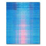Blue-Pink Geometric Grid Area Rug