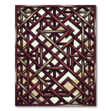 Distressed Red Lattice Geometric Rug