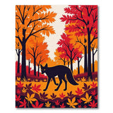 Black Fox Autumn Forest Silhouette Rug