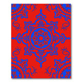 Red Persian Area Rug with Blue Mandala Designs