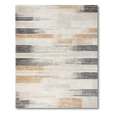 Beige Neutral Brushed Stripe Area Rug