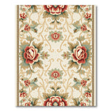 Vintage Red Rose Floral Cream Area Rug