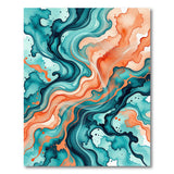 Abstract Teal Orange Swirl Area Rug