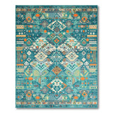 Southwestern Blue and Teal Southwestern Geometric Area Rug