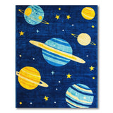 Blue and Teal Kids Cartoon Space Planets Area Rug