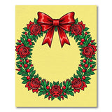 Red Rose Wreath with Bow Area Rug