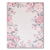 Vintage Pink Rose Floral Border Pink Rug