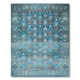 Traditional Persian Blue and Teal Teal Persian Medallion Area Rug