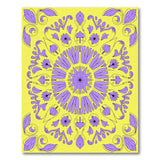 Purple Floral Mandala on Vibrant Yellow Rug