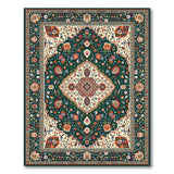 Traditional Persian Medallion Area Rug in Green Multi