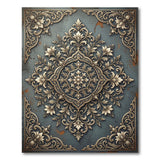 Gold and Silver Ornate Gold Mandala Floral Area Rug