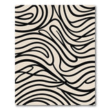 Abstract Area Wavy Black Lines Abstract Area Rug