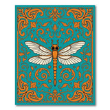 Ornate Teal Dragonfly Area Rug