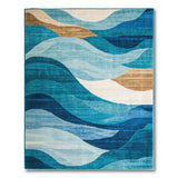 Teal Blue Ocean Wave Area Rug