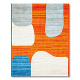 Vibrant Orange Abstract Area Rug with Organic Shapes