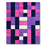 Vibrant Purple Pink Navy Geometric Block Area Rug