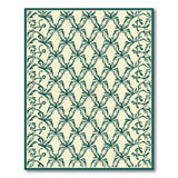 Vintage Green Floral Lattice Area Rug