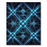 Neon Cyber Circuit Blue Area Rug