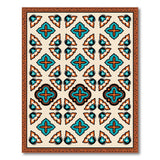 Teal Terracotta Geometric Trellis Rug