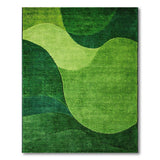 Vibrant Green Abstract Wave Area Rug