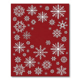 Geometric Modern Festive Red Snowflakes Area Rug