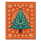 Teal Mandala Christmas Tree Area Rug with Snowflakes