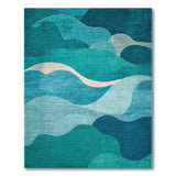 Abstract Teal Wave Blue and Teal Area Rug