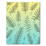Yellow-Teal Ombre Fern Leaf Area Rug