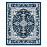 Blue and Teal Navy Blue Traditional Persian Medallion Rug
