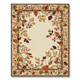 Cream Area Rug with Autumn Leaf Berry Border