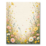Pastel Wildflower Border Area Rug in Yellow Pink Blooms