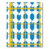 Bold Blue Yellow Geometric Grid Rug