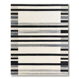 Modern Geometric Stripe Area Rug Black White
