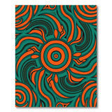Vibrant Teal Orange Swirl Abstract Area Rug