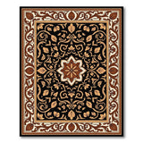 Brown and Tan Ornate Black Gold Persian Medallion Rug