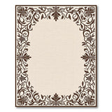 Ornate Floral Frame Beige Area Rug