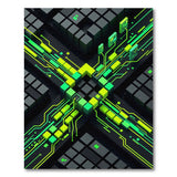Neon Circuit Grid Geometric Area Rug