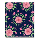Pink Roses on Navy Floral Vintage Area Rug