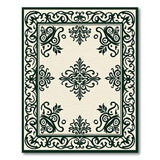 Ornate Black on Ivory Persian Medallion Rug
