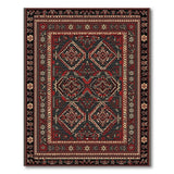 Red Black Geometric Persian Area Rug
