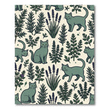 Whimsical Grey Cats Herbs Area Rug