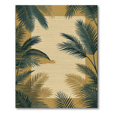 Coastal Palm Frond Area Rug in Green Beige