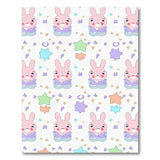 Cute Pink Bunny Starry Pattern Kids Area Rug