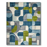 Modern Geometric Navy Blue Teal Area Rug