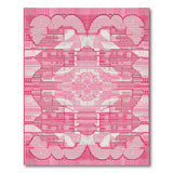 Pink Geometric Abstract Area Rug with Heart Motifs